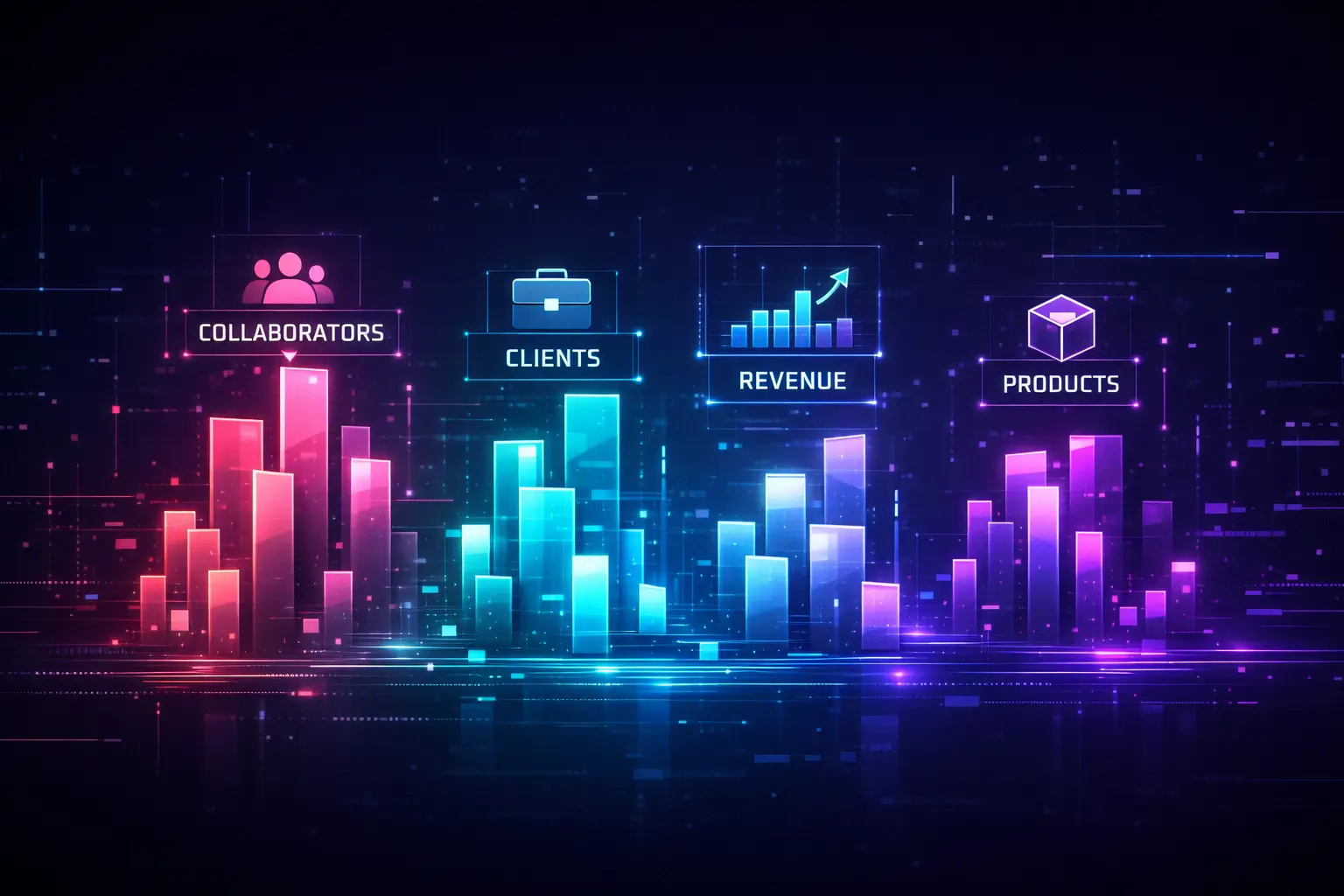 Our 2026 plan: 2 collaborators, 4 clients, $200k revenue, and 2 product launches: building trust into growth.