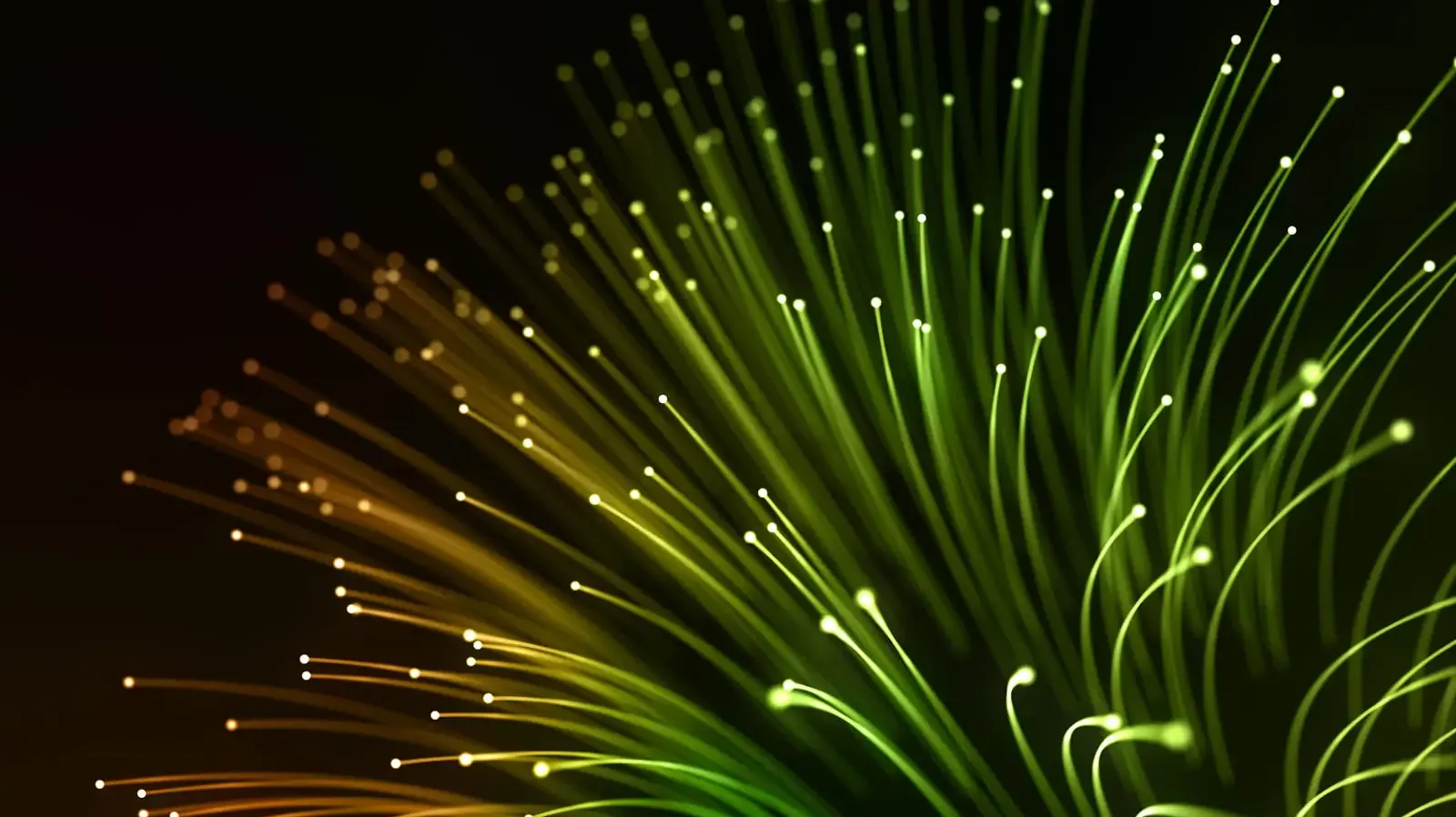 Fibre optic cables glowing in the dark