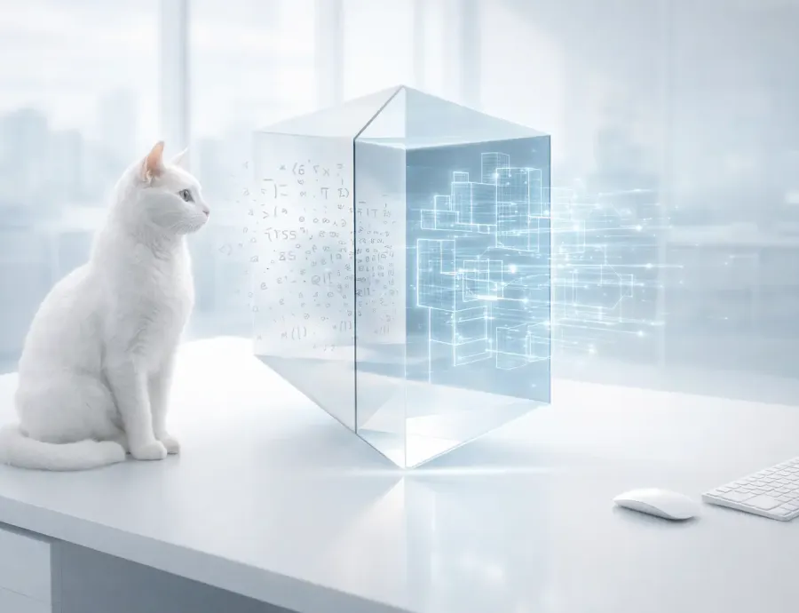 Cat facing a light prism